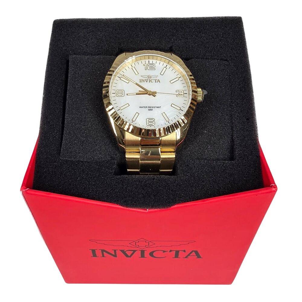 INVICTA SPECIALTY 50126 MEN’S 43MM GOLD SS WATCH MOP DIAL – NIB - DEADSTOCK